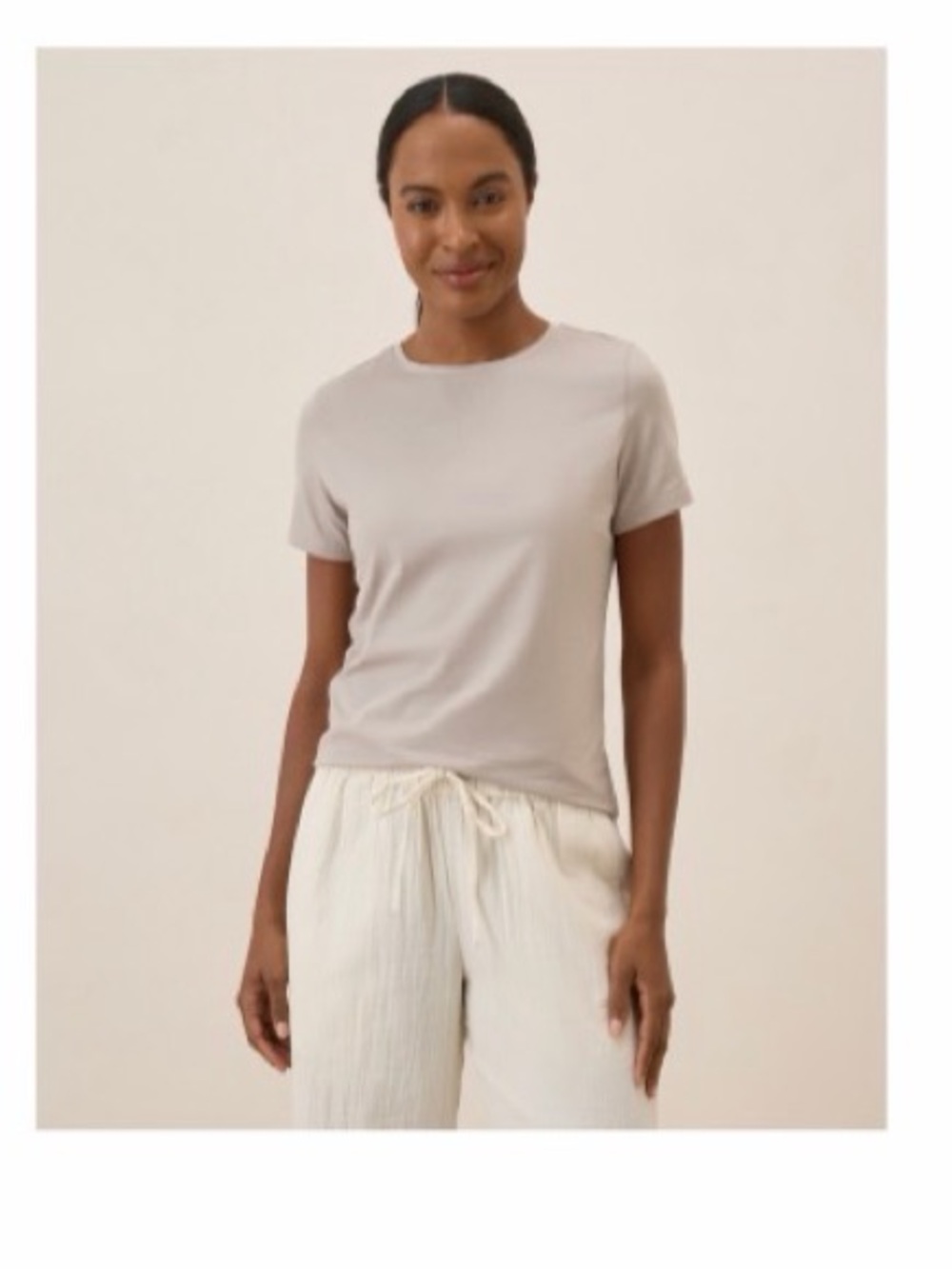 Pact XL Women's Short Sleeve Crew Neck Tee in Light Taupe